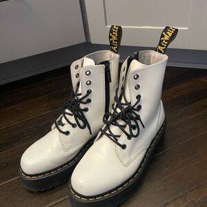 Dr. Martens White Leather Platform Combat Boots